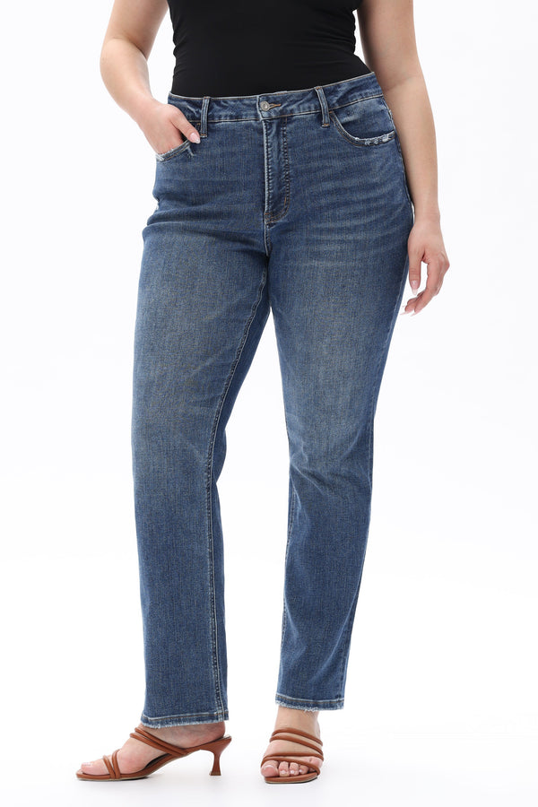 HIGH RISE CROP STRAIGHT DENIM JEANS OSTM5001EC-P