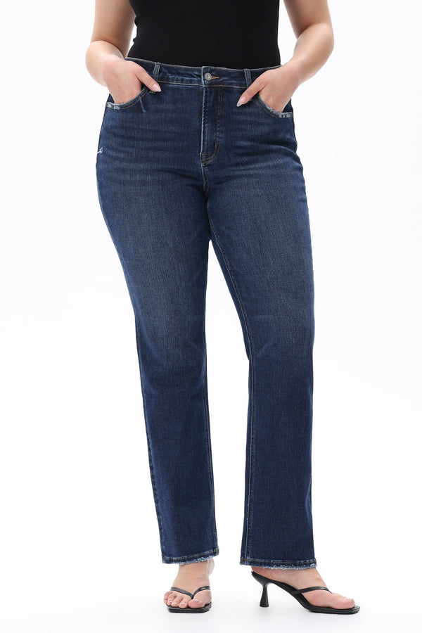 HIGH RISE CROP STRAIGHT DENIM JEANS OSTM5001EC-P