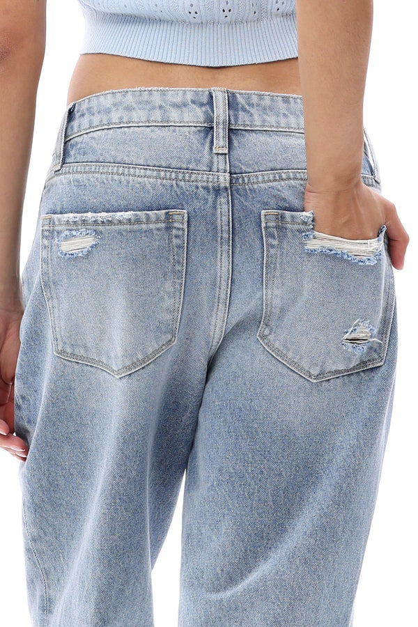 HIGH RISE CROP STRAIGHT LEG DENIM JEANS OSTM5029EC