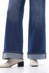 HIGH RISE ROLLED HEM WIDE LEG DENIM JEANS OSW8015 MEDIUM BLUE