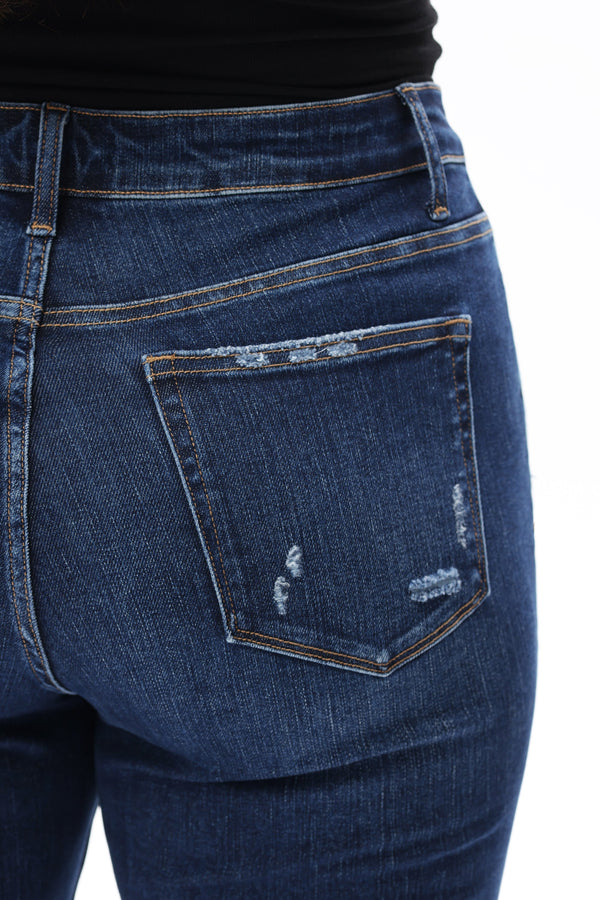 HIGH RISE CROP STRAIGHT DENIM JEANS OSTM5001EC-P