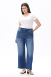 HIGH RISE STRAIGHT JEANS FRONT PATCH POCKETS PLUS SIZE OST5023-P