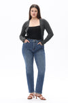 HIGH RISE CROP STRAIGHT DENIM JEANS OSTM5001EC-P