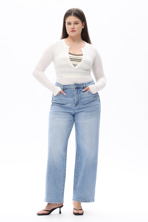 HIGH WAIST LOOSE BAGGY STRAIGHT JEANS OST5024-P