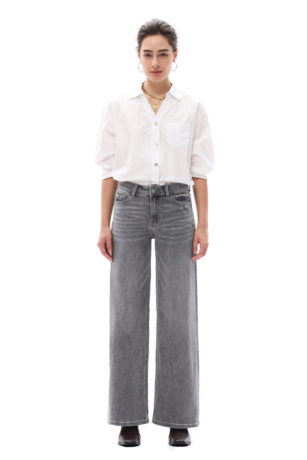 Effortless Mid Rise Wide Leg Jeans