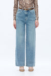 HIGH WAIST WIDE LEG STRETCHY DENIM JEANS OSW8013 RETRO LIGHT BLUE