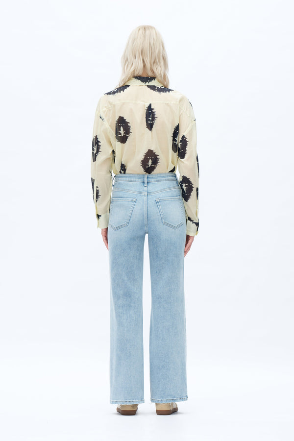 HIGH RISE STRAIGHT JEANS FRONT PATCH POCKETS OST5023