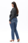 HIGH RISE CROP STRAIGHT DENIM JEANS OSTM5001EC-P