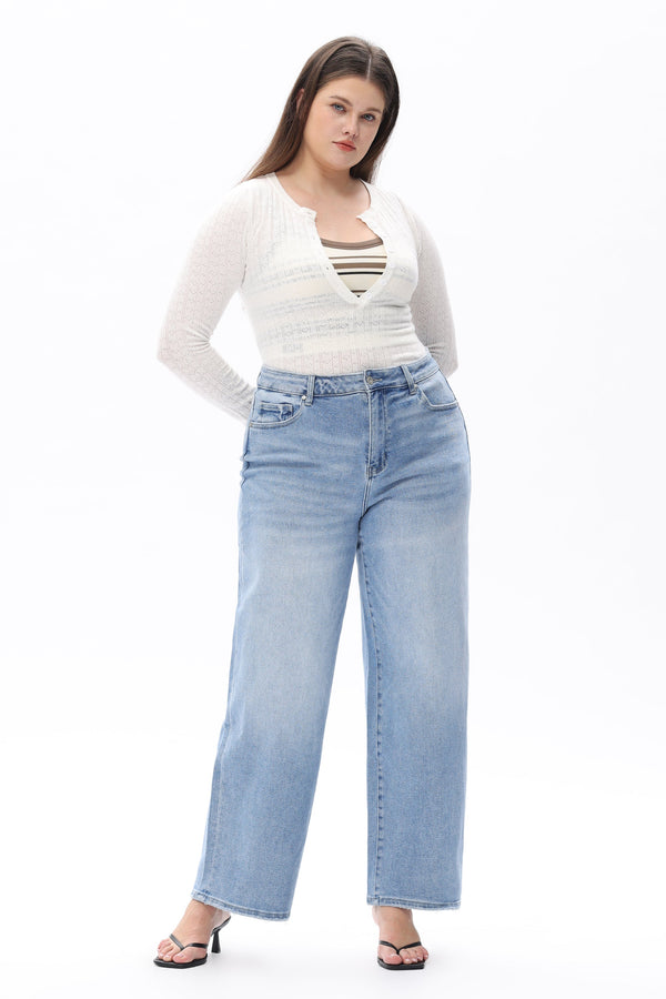 HIGH WAIST LOOSE BAGGY STRAIGHT JEANS OST5024-P