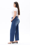 HIGH RISE STRAIGHT JEANS FRONT PATCH POCKETS PLUS SIZE OST5023-P