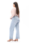 HIGH RISE STRAIGHT JEANS FRONT PATCH POCKETS PLUS SIZE OST5023-P