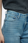 HIGH RISE ROLLED CUFF WIDE LEG DENIM JEANS OSW8009 BLUE