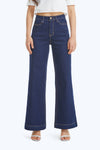 HIGH WAIST WIDE LEG JEANS OSW032-N DARK BLUE