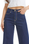 HIGH WAIST WIDE LEG JEANS OSW032-N DARK BLUE