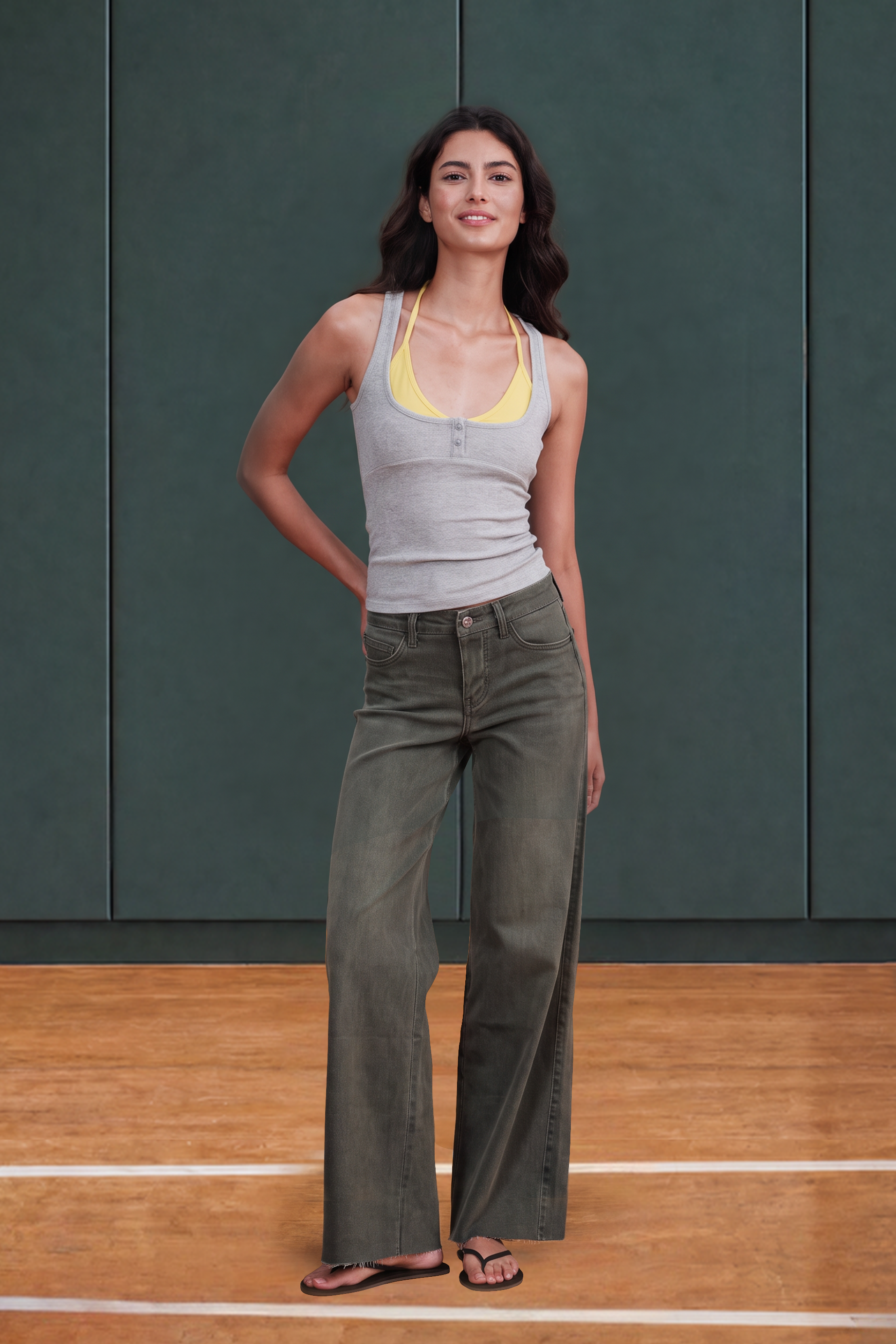 ONESO Effortless Mid Rise Wide Leg Jeans