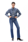 HIGH RISE SLIM FLARE DENIM JEANS OSF1139