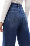 HIGH RISE ROLLED HEM WIDE LEG DENIM JEANS OSW8015 MEDIUM BLUE