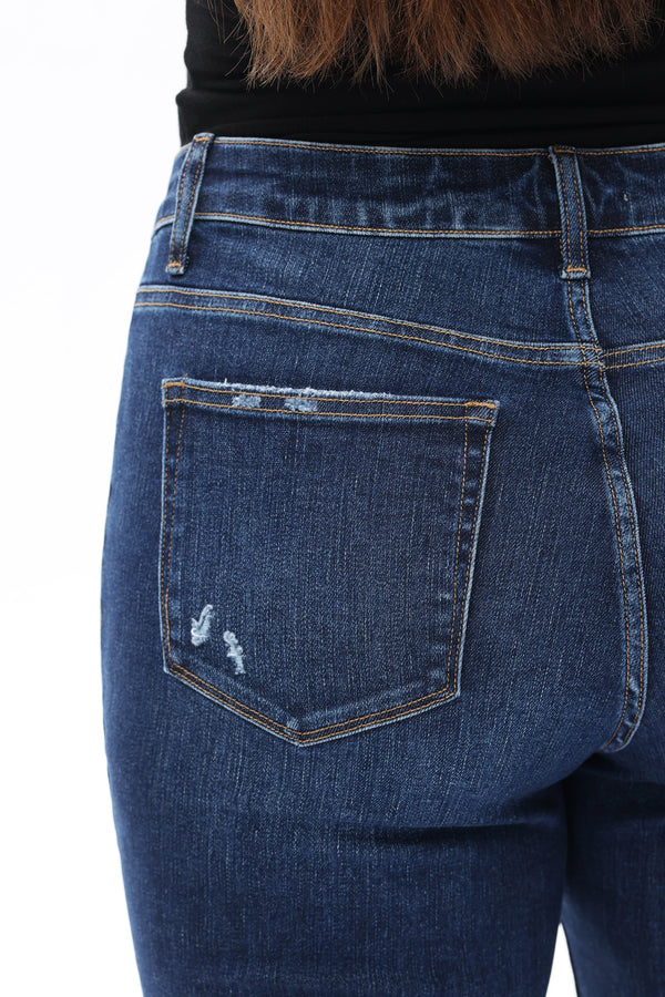 HIGH RISE CROP STRAIGHT DENIM JEANS OSTM5001EC-P