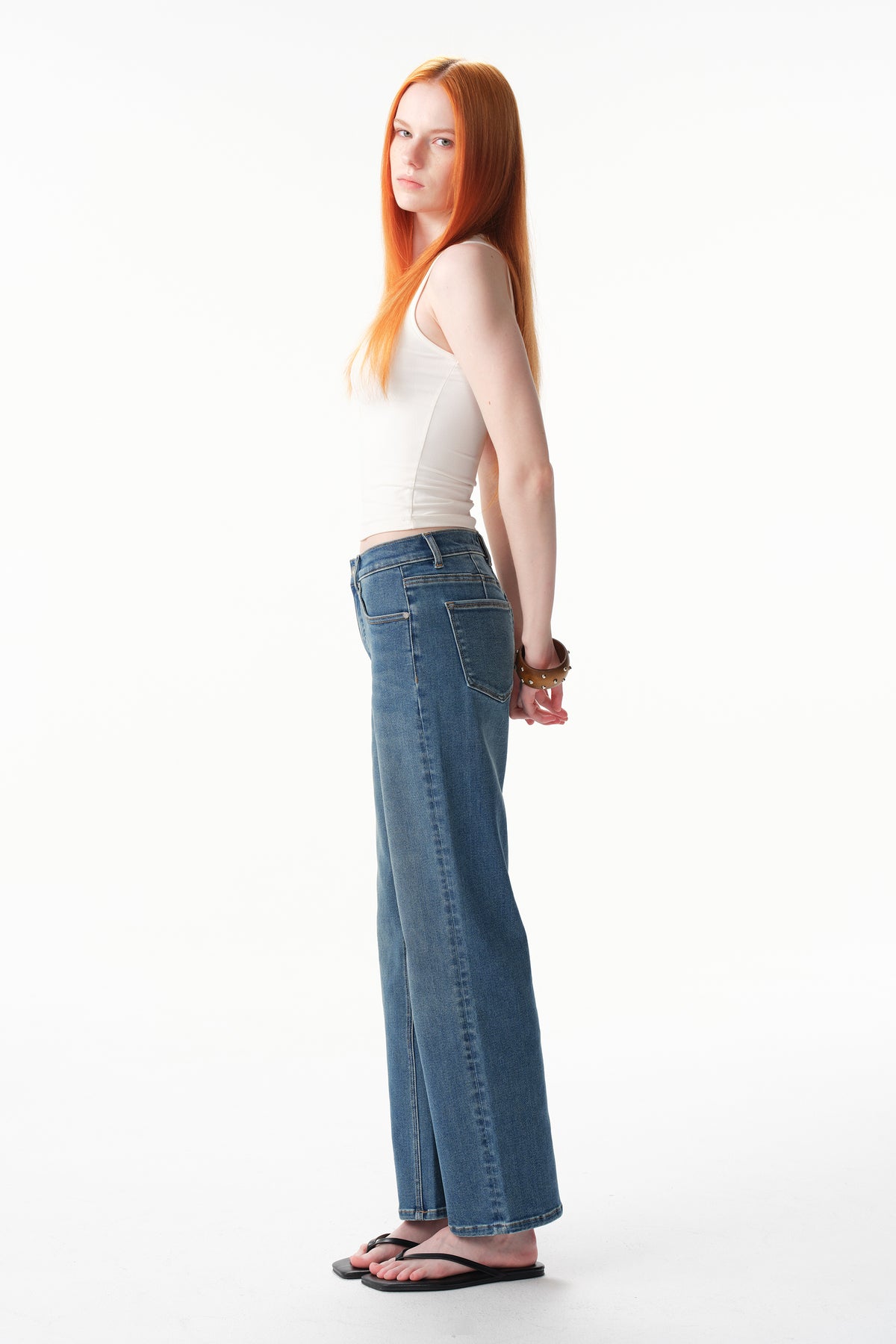 ONESO High Rise Whiskered Kick Flare Jeans