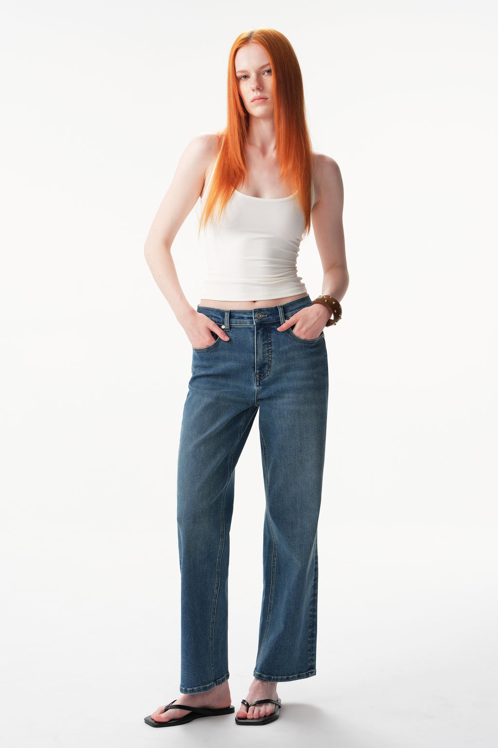 ONESO High Rise Whiskered Kick Flare Jeans