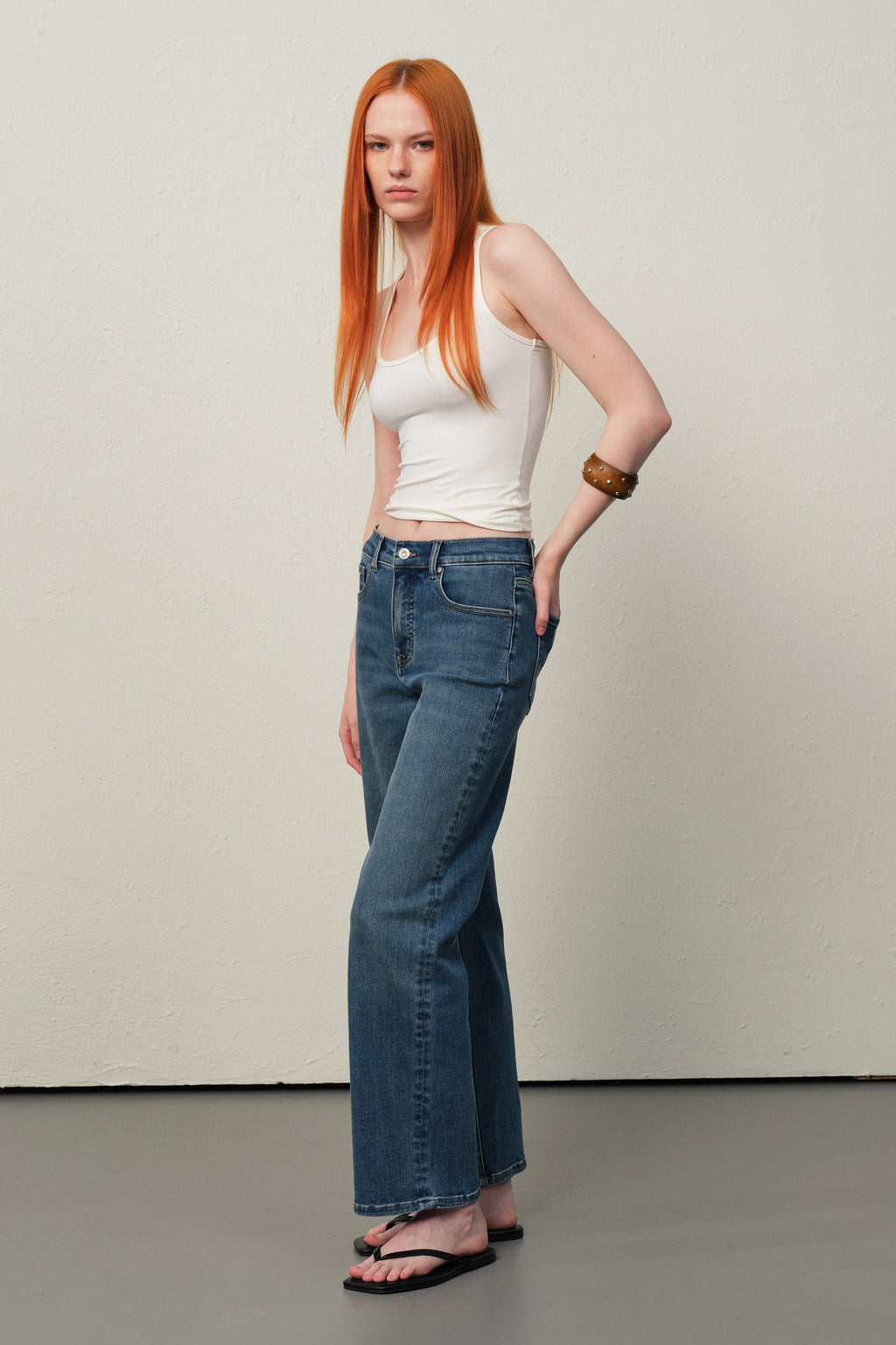 ONESO High Rise Whiskered Kick Flare Jeans