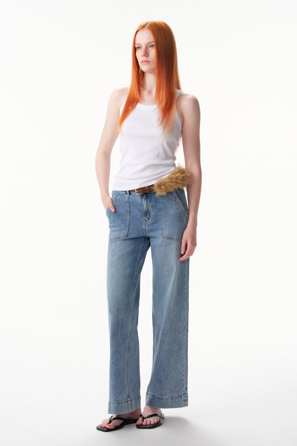 ONESO Modern High Rise Wide Leg Ankle Jeans