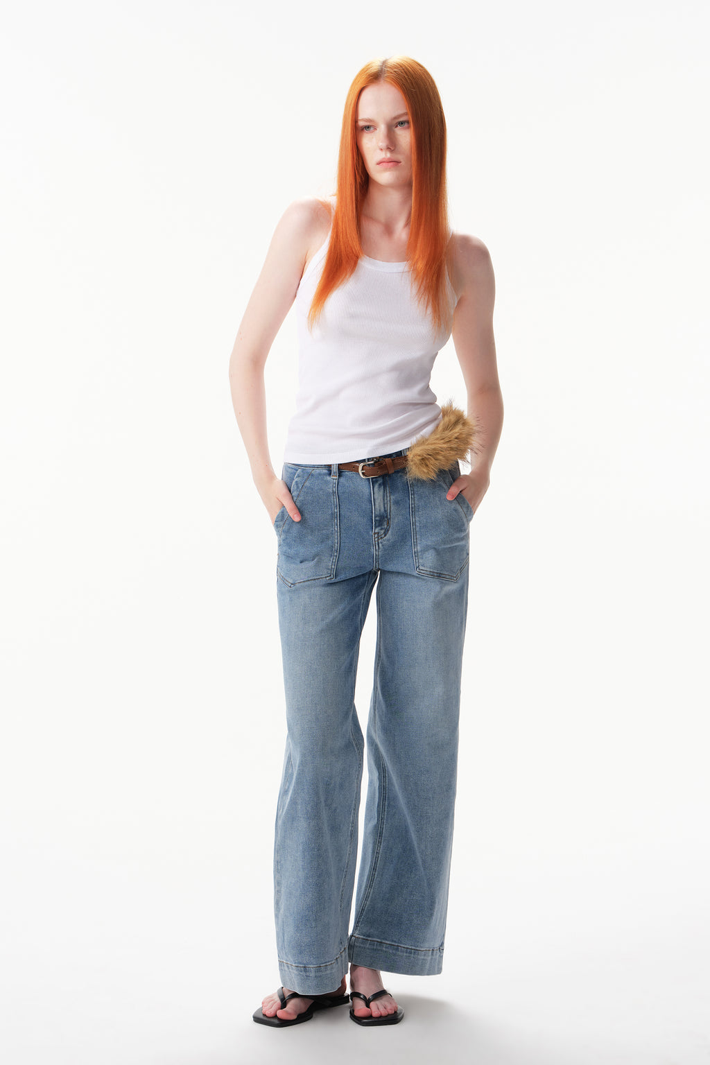 ONESO Modern High Rise Wide Leg Ankle Jeans