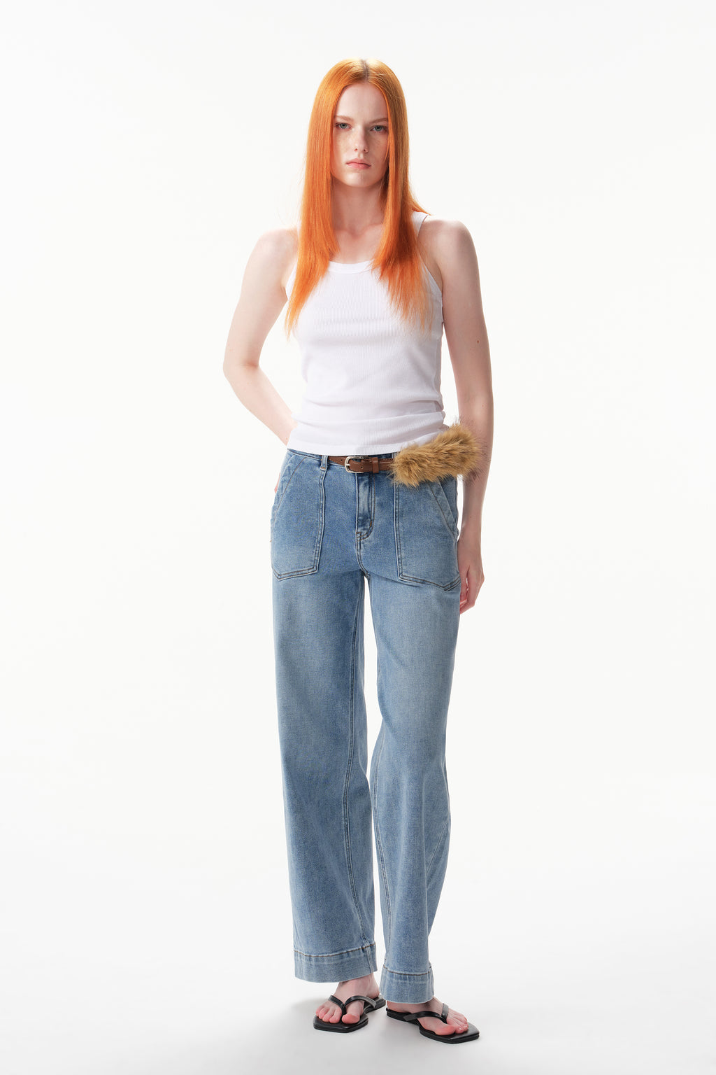 ONESO Modern High Rise Wide Leg Ankle Jeans