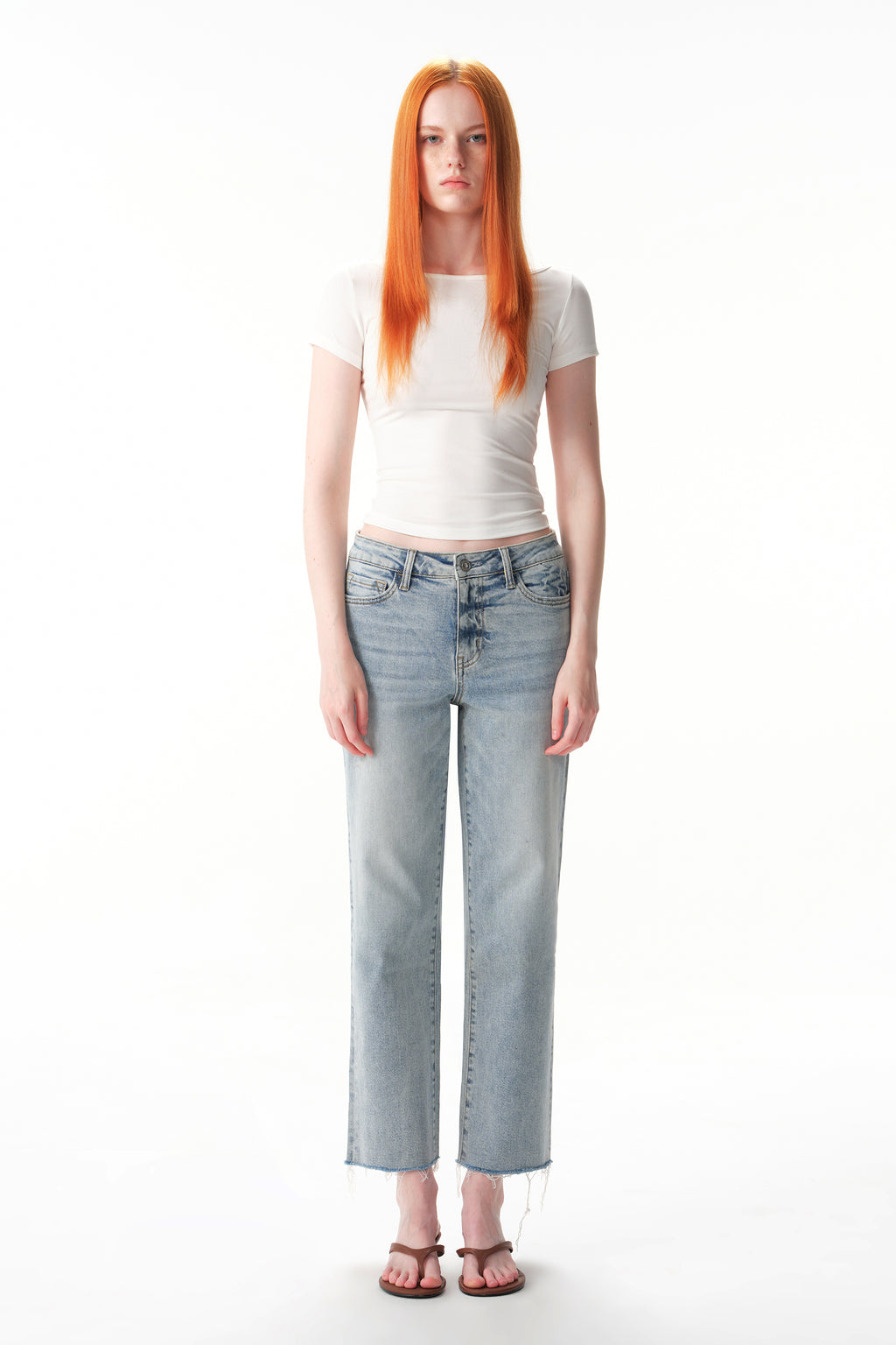ONESO Mid Rise Straight Ankle Jeans
