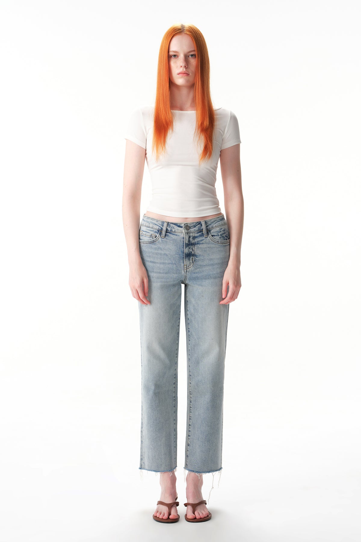 ONESO Mid Rise Straight Ankle Jeans