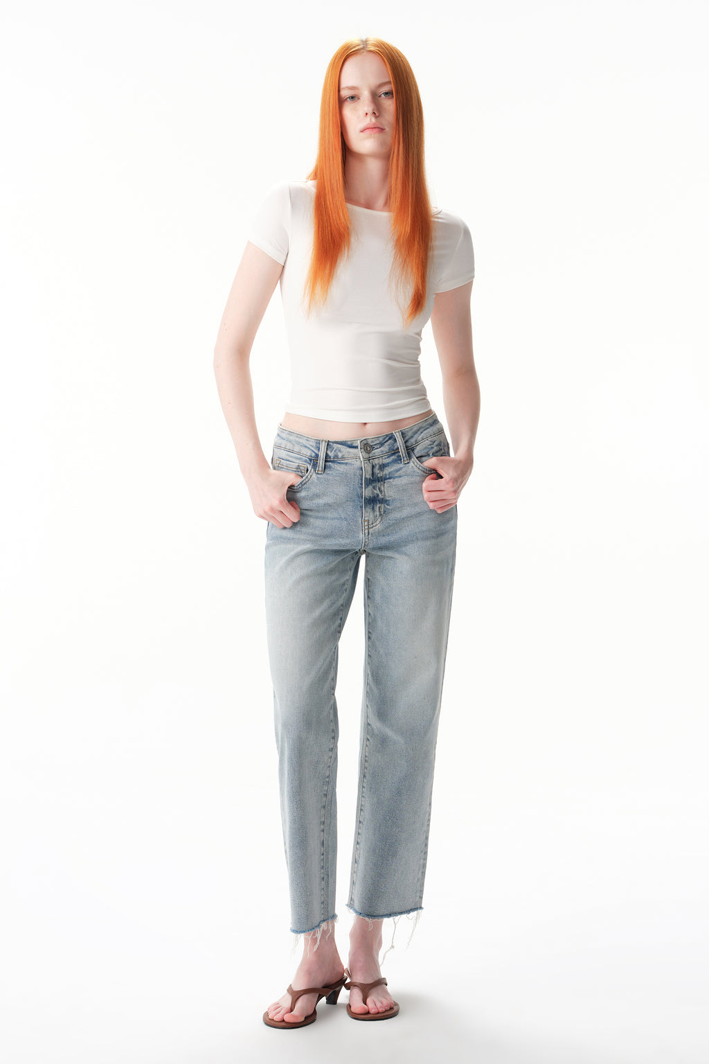 ONESO Mid Rise Straight Ankle Jeans