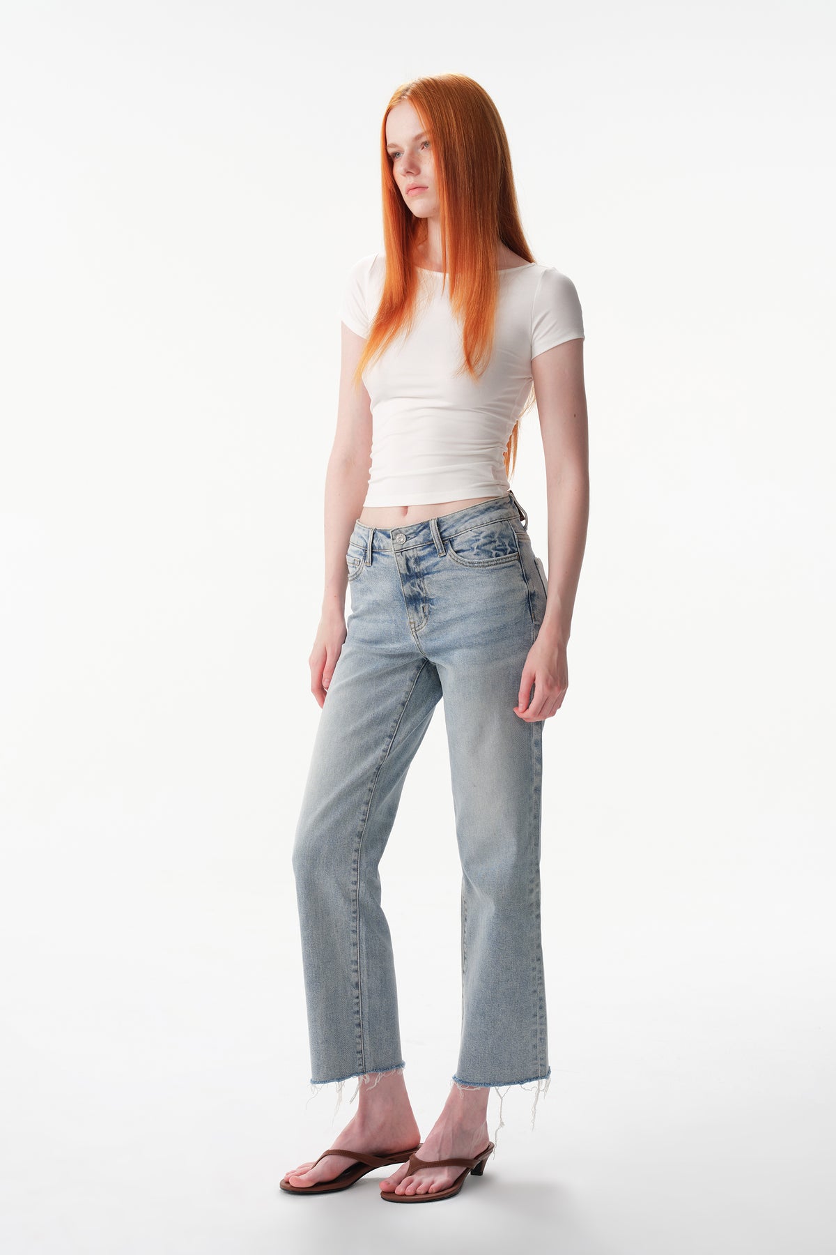 ONESO Mid Rise Straight Ankle Jeans