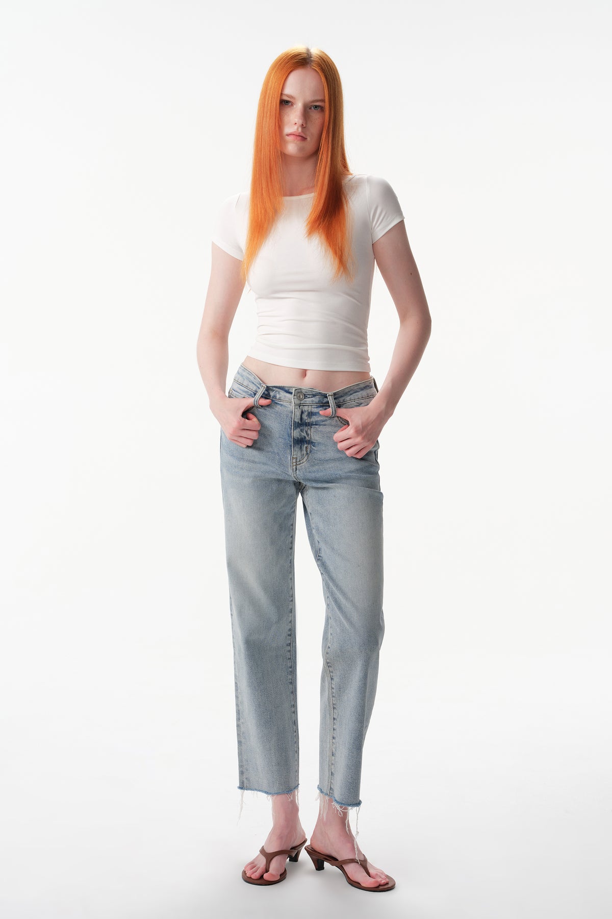 ONESO Mid Rise Straight Ankle Jeans