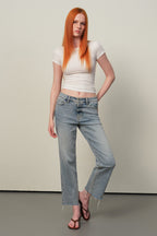 ONESO Mid Rise Straight Ankle Jeans