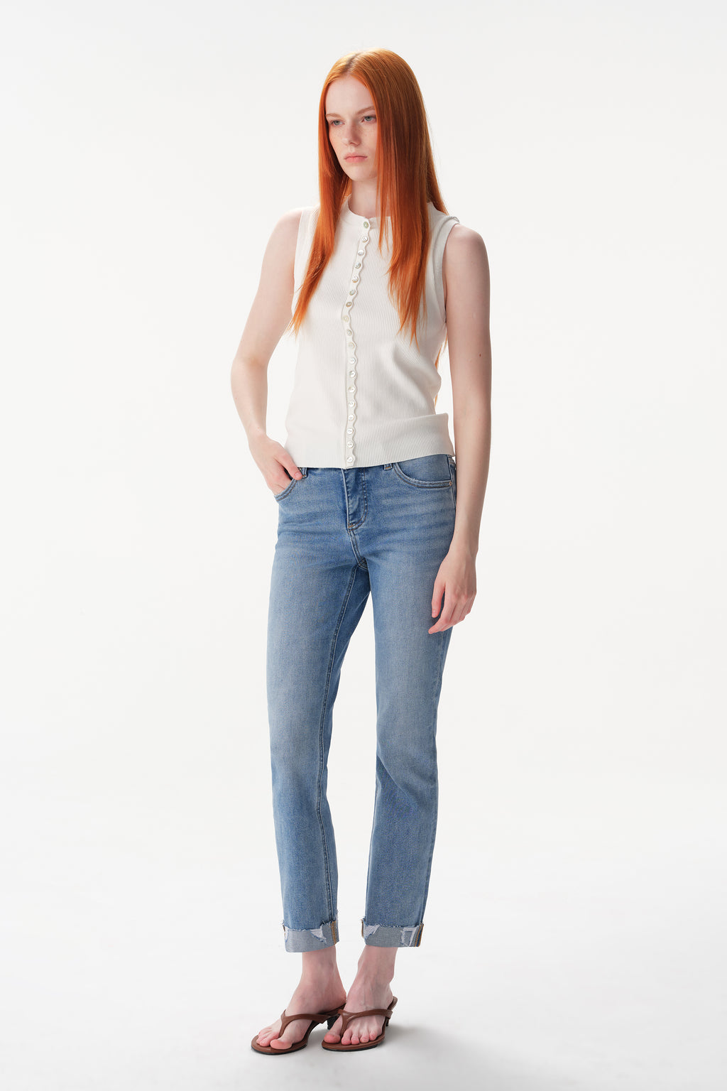 ONESO Effortless Mid Rise Straight Jeans