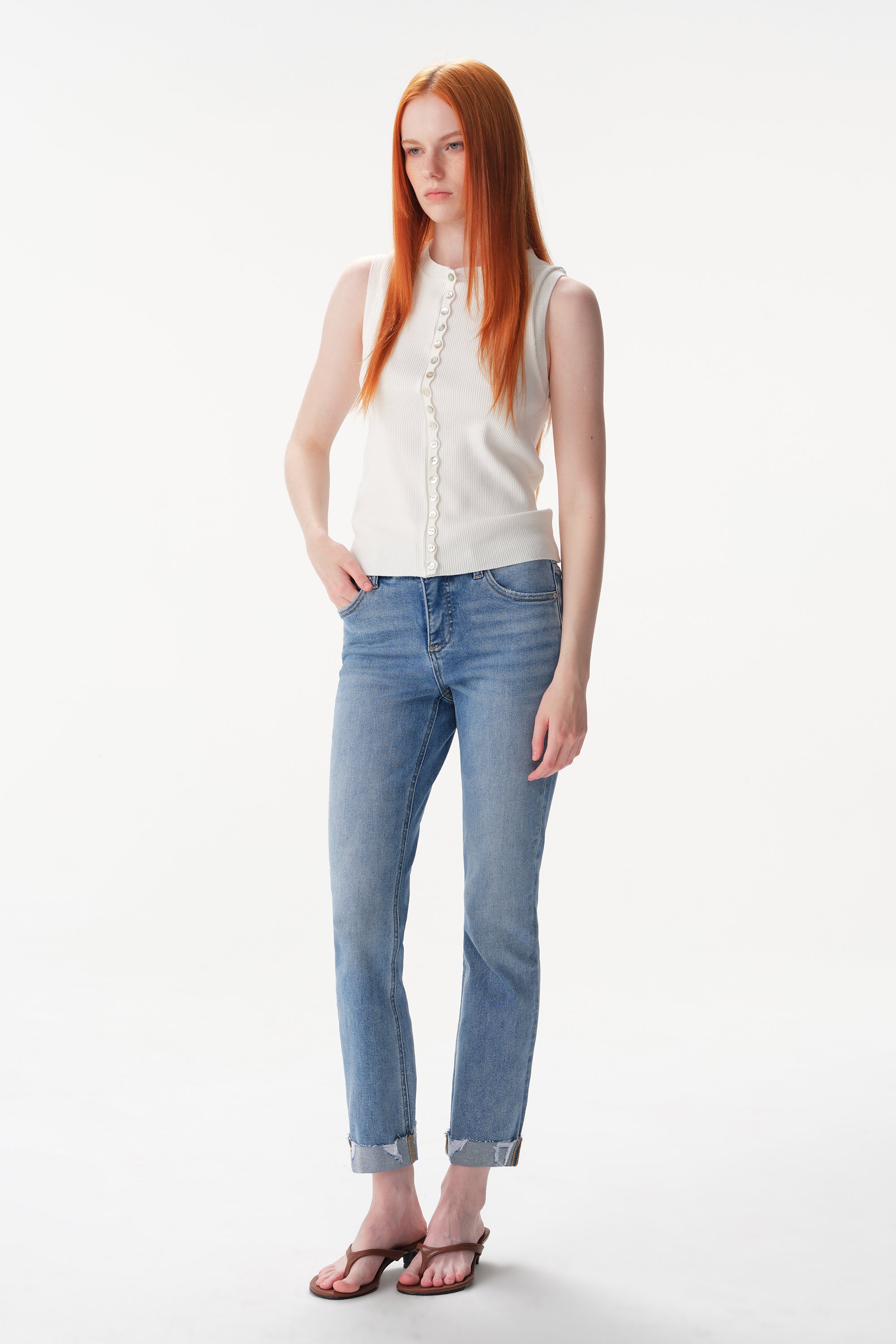 ONESO Effortless Mid Rise Straight Jeans
