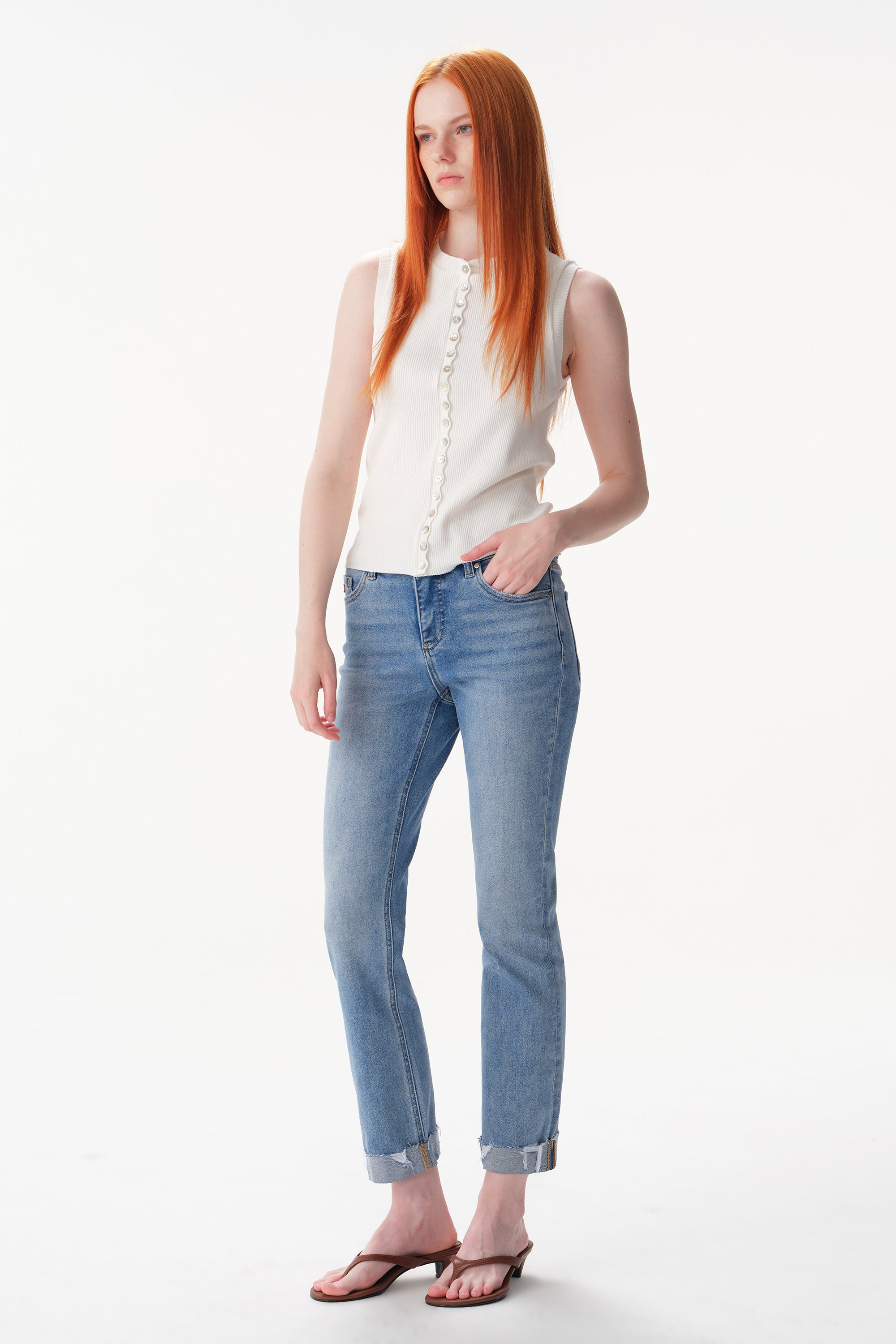ONESO Effortless Mid Rise Straight Jeans
