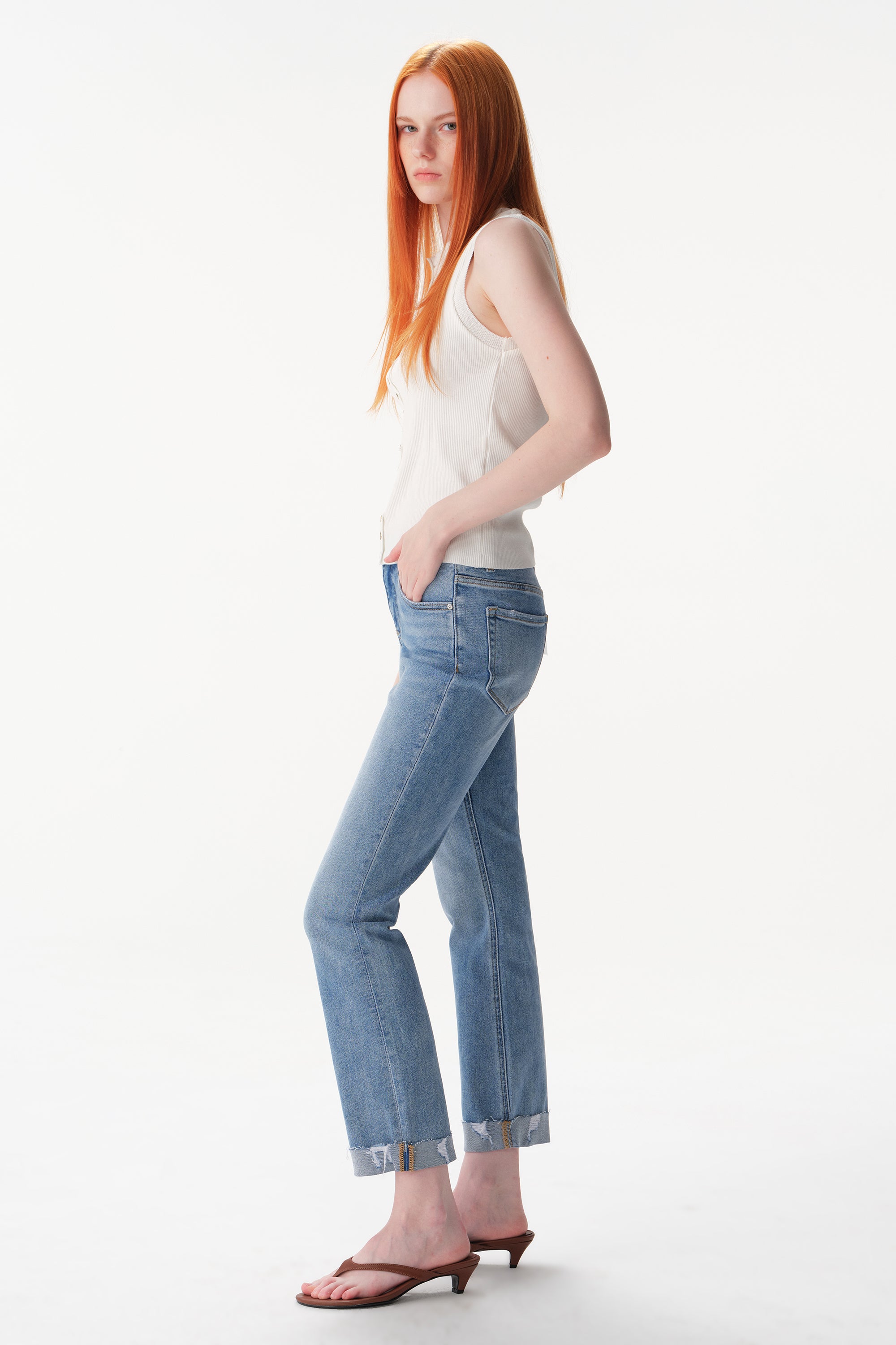 ONESO Effortless Mid Rise Straight Jeans
