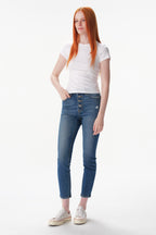 ONESO High Rise Distressed Straight Jeans