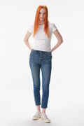 ONESO High Rise Distressed Straight Jeans