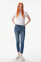 ONESO High Rise Distressed Straight Jeans