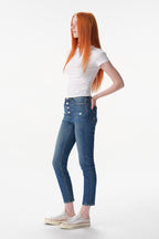 ONESO High Rise Distressed Straight Jeans