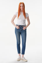 ONESO High Rise Distressed Straight Jeans