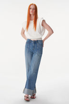 ONESO Asymmetric High Rise Wide Leg Jeans