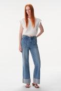 ONESO Asymmetric High Rise Wide Leg Jeans