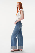 ONESO Asymmetric High Rise Wide Leg Jeans