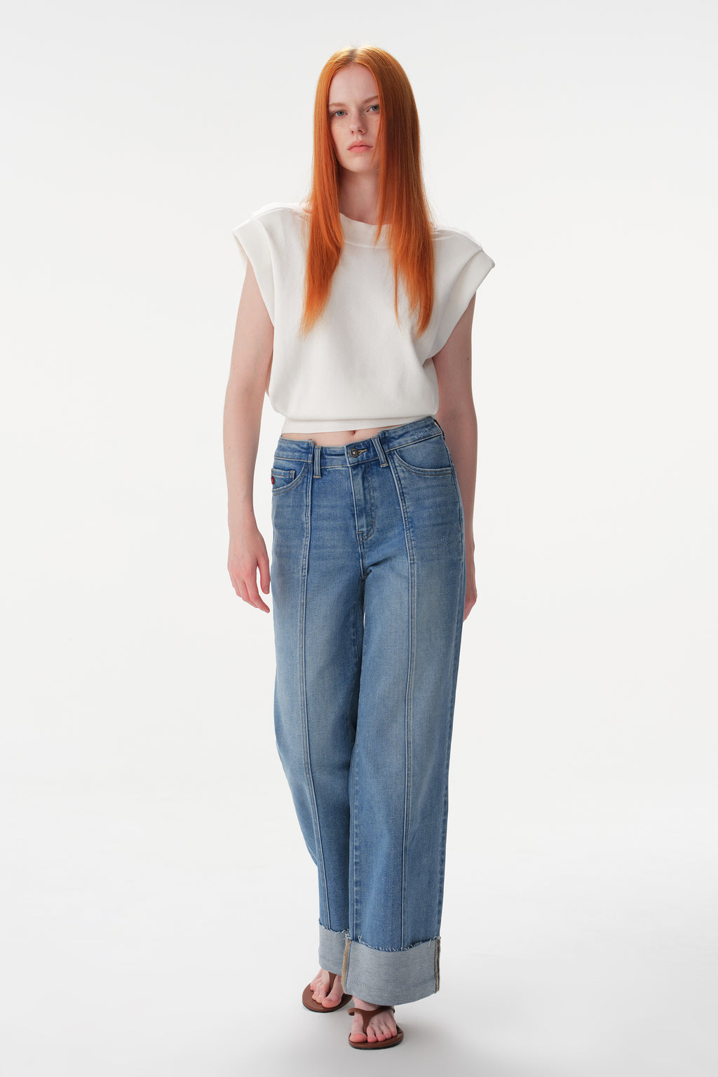 ONESO Asymmetric High Rise Wide Leg Jeans
