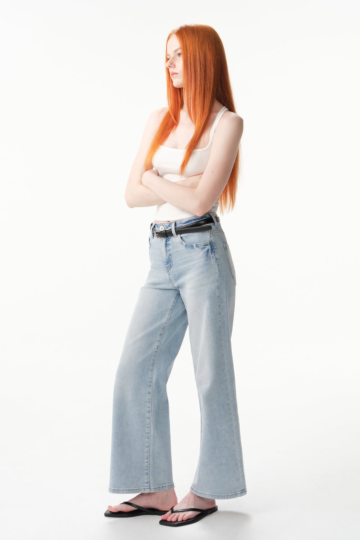 Effortless High Rise Wide Leg Ankle Jeans