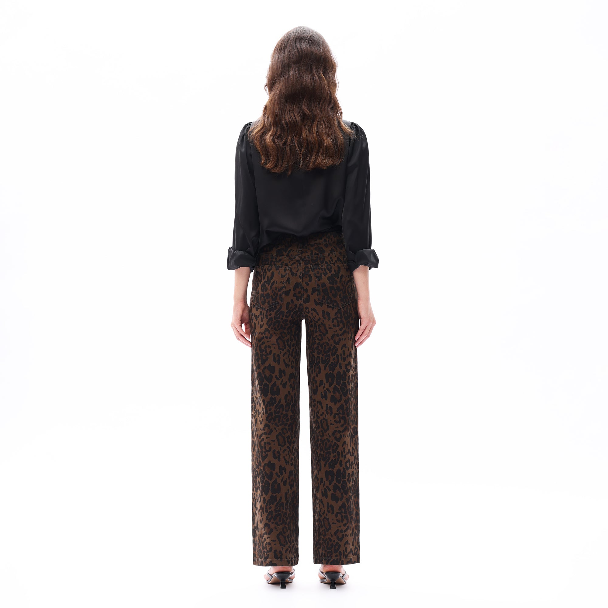 Leopard Print High Rise Straight Jeans
