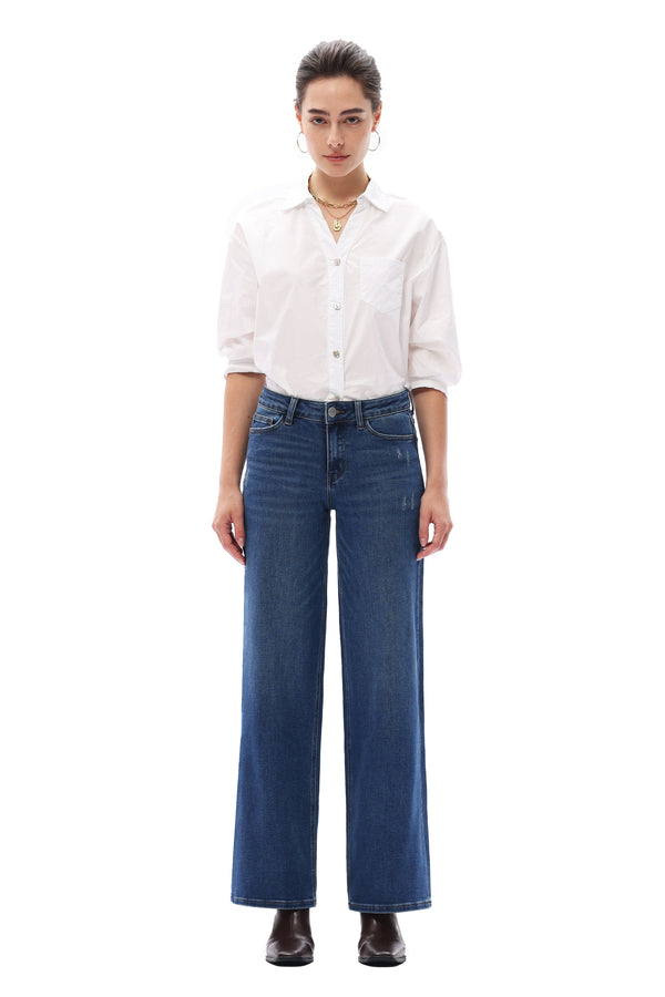 Effortless Mid Rise Wide Leg Jeans